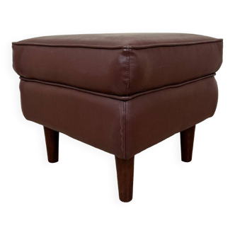 Tabouret ou ottoman vintage en cuir