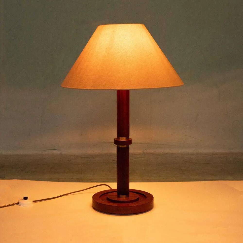 Vintage wooden table lamp from the 1960s.