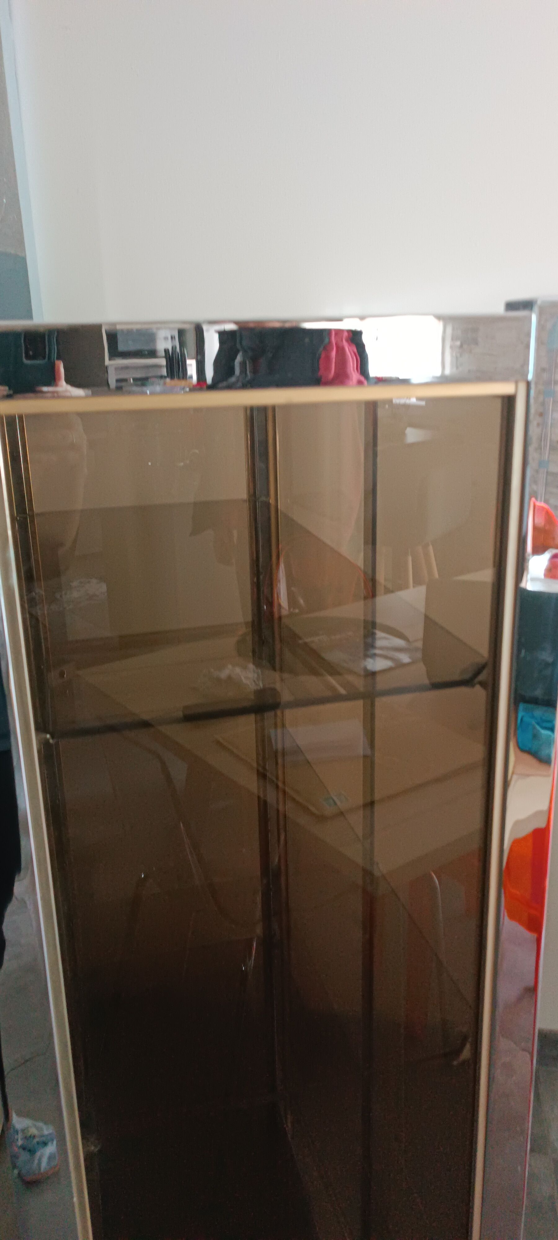 Vintage showcase in brass and chrome Renato Zevi