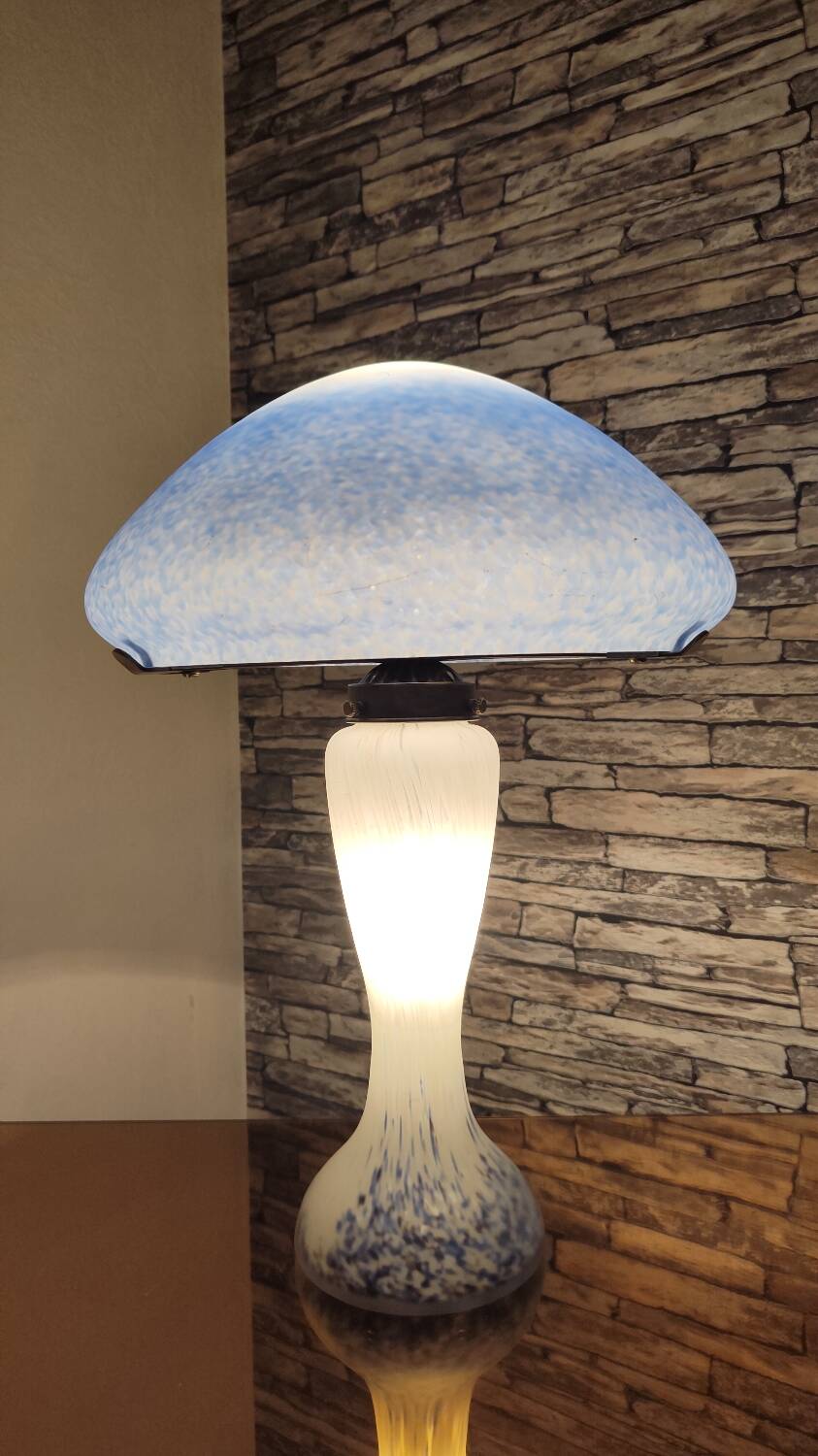 Mushroom lamp 1990 white and blue