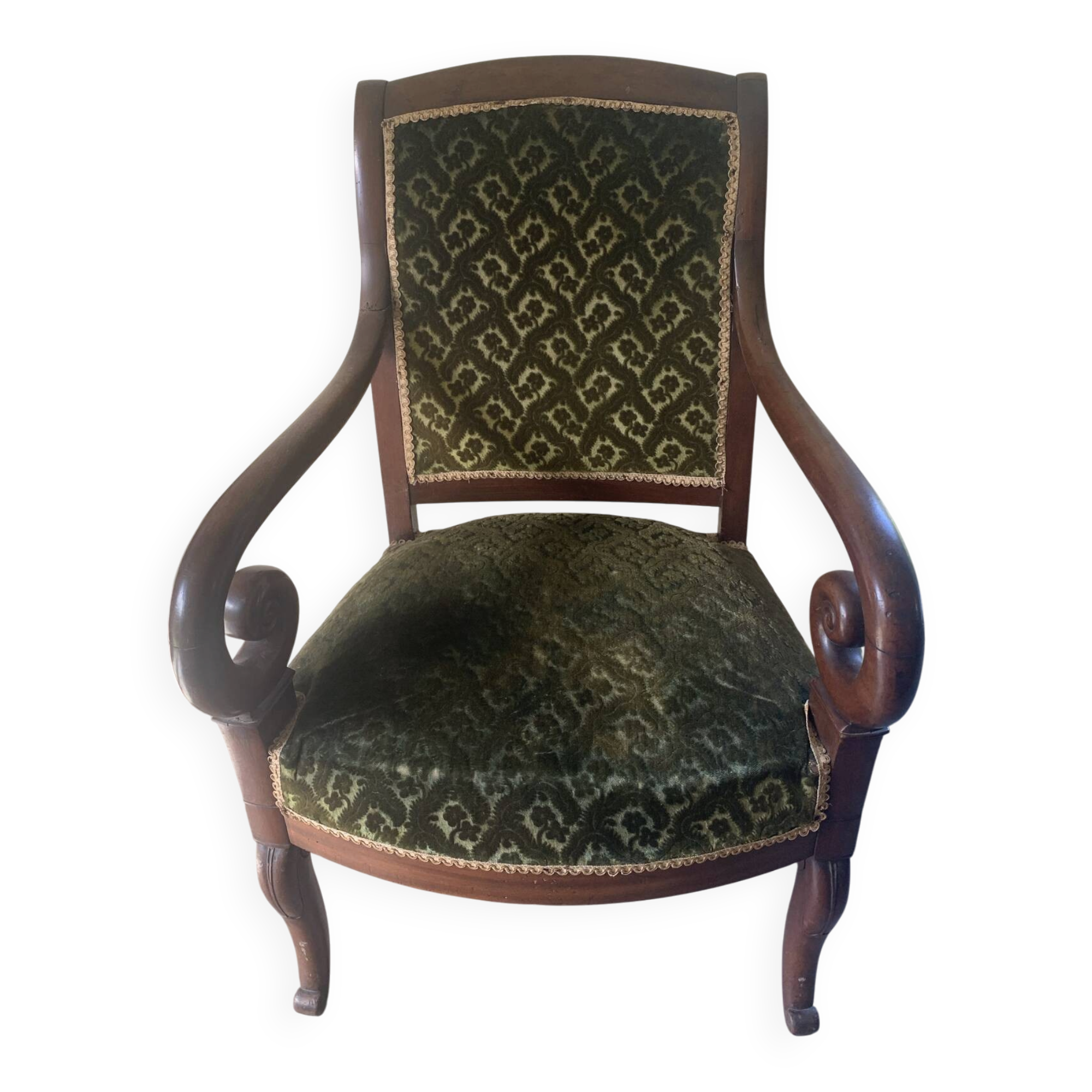 2 Fauteuils velours vert
