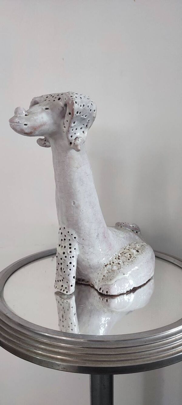Ancienne sculpture zoomorphe terre cuite vernissée