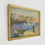 Aquarelle originale de Charles Bernard peintre Basque paysage marin, signée