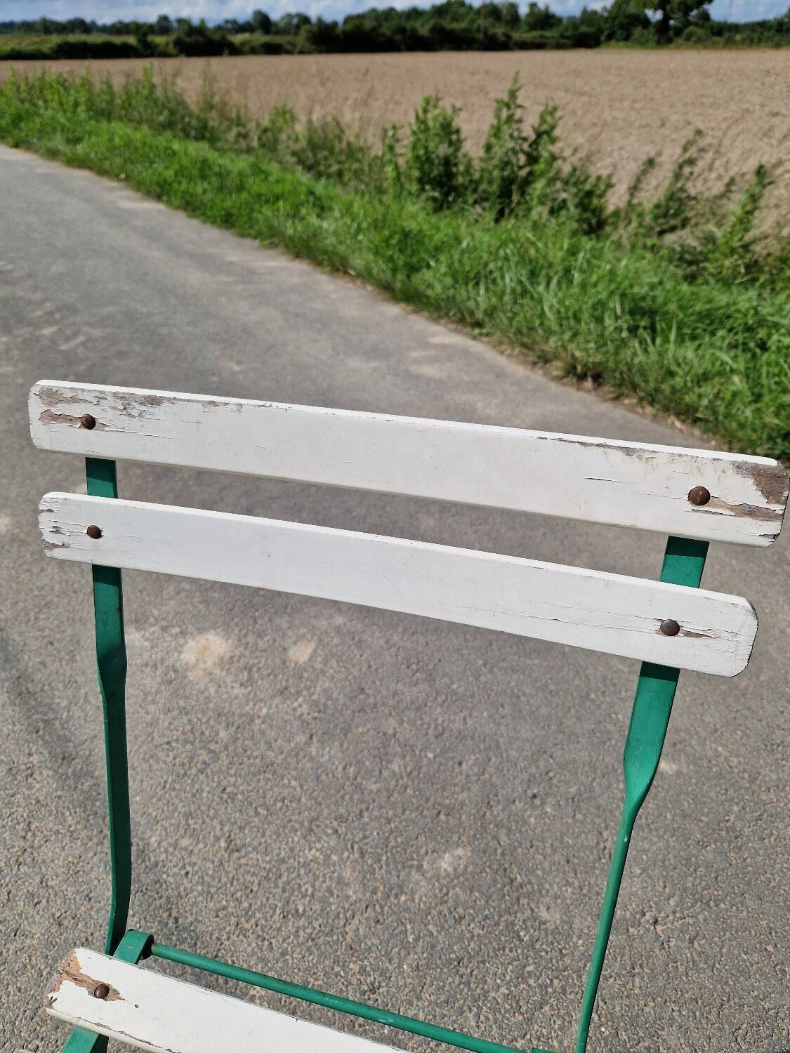 Set of 4 folding wrought iron bistro chairs