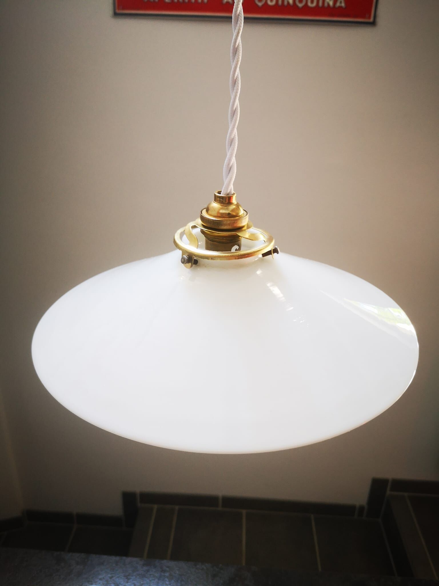 Lampshade opaline white art deco 1930 pendant lamp
