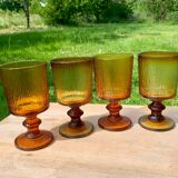 Verres à eau en verre ambré Cosec France 1970
