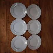 6 assiettes plates octogonales en faïence Moulin des loups couleur Bleu pâle