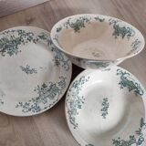 Trio of dishes: Salad bowl, Vegetable dish & Deep plate Faïence de Lyon Model