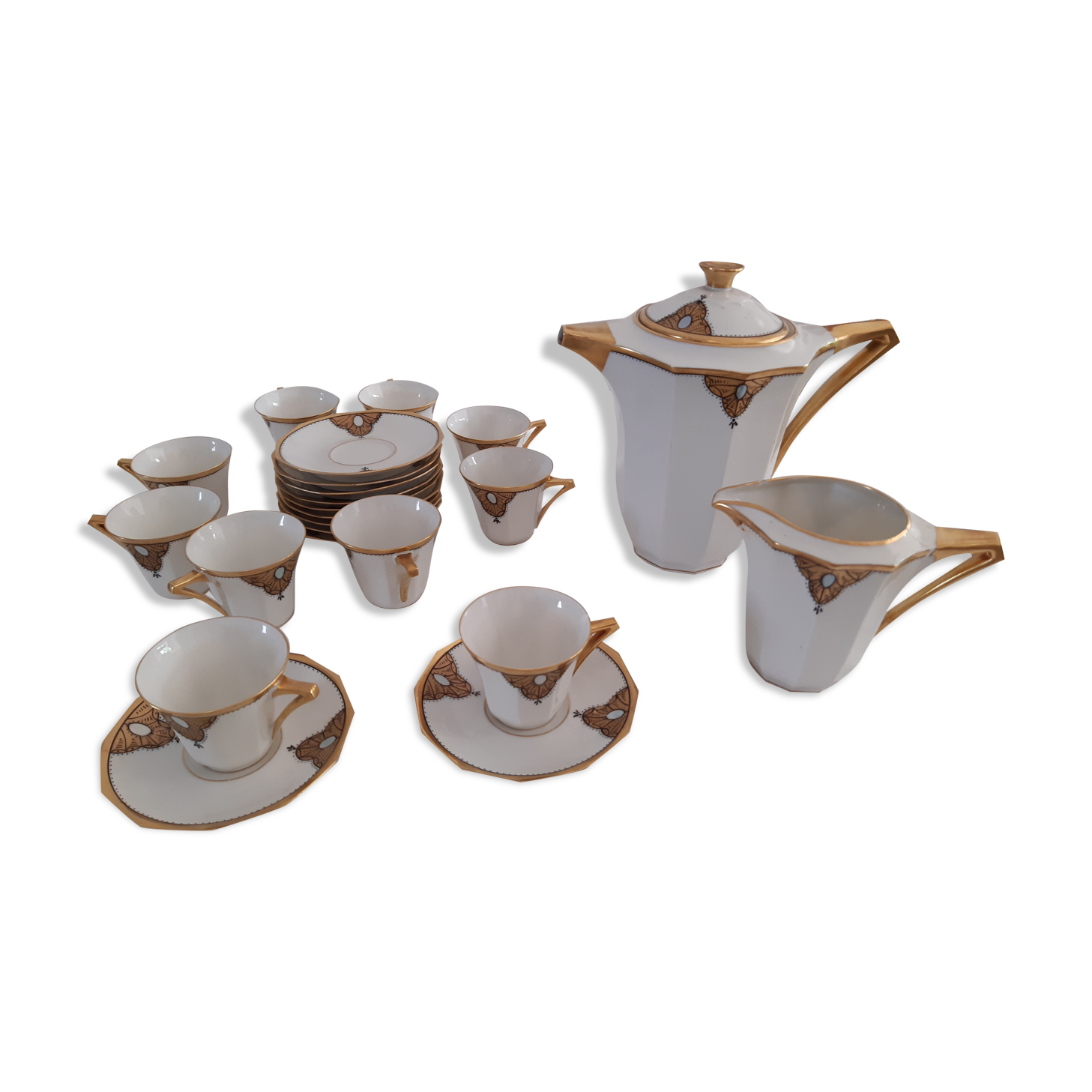 Servive a cafe art deco porcelain of limoges ancient