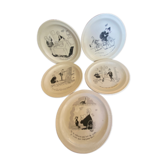 Lot of 5 humorous plates Jacques Faizant