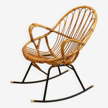 vintage mid-century rattan rocking chair