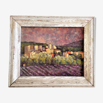Tableau huile sur toile encadrée paysage de Provence
