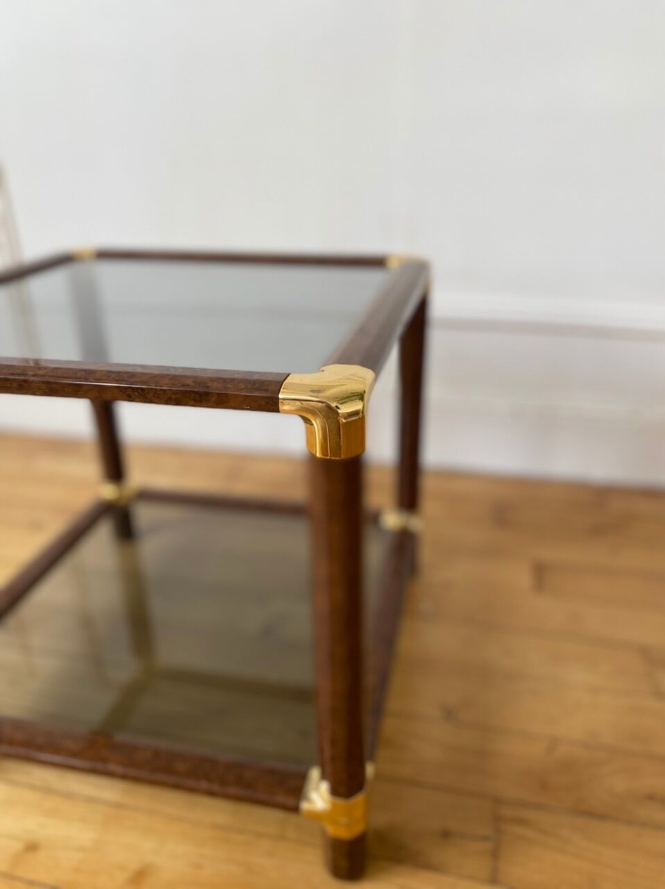 Piece of smoked glass sofa