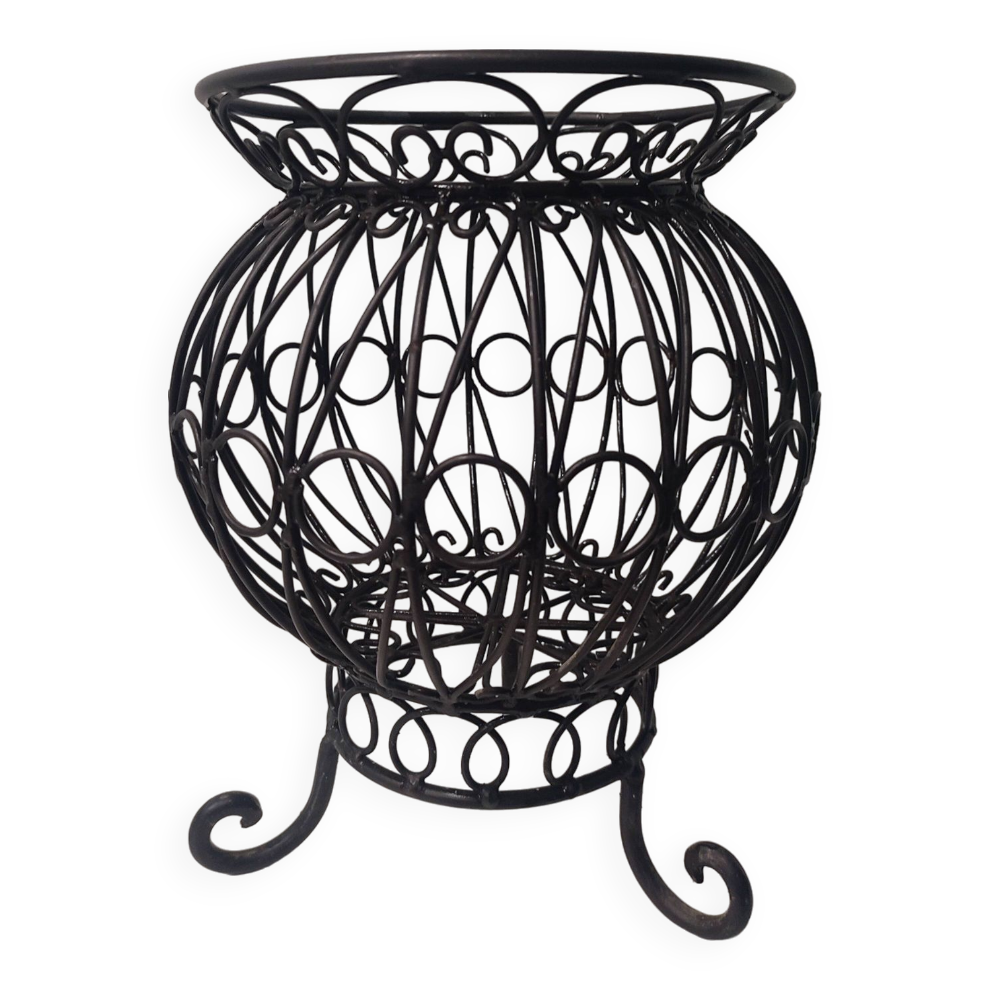 Old black iron vase
