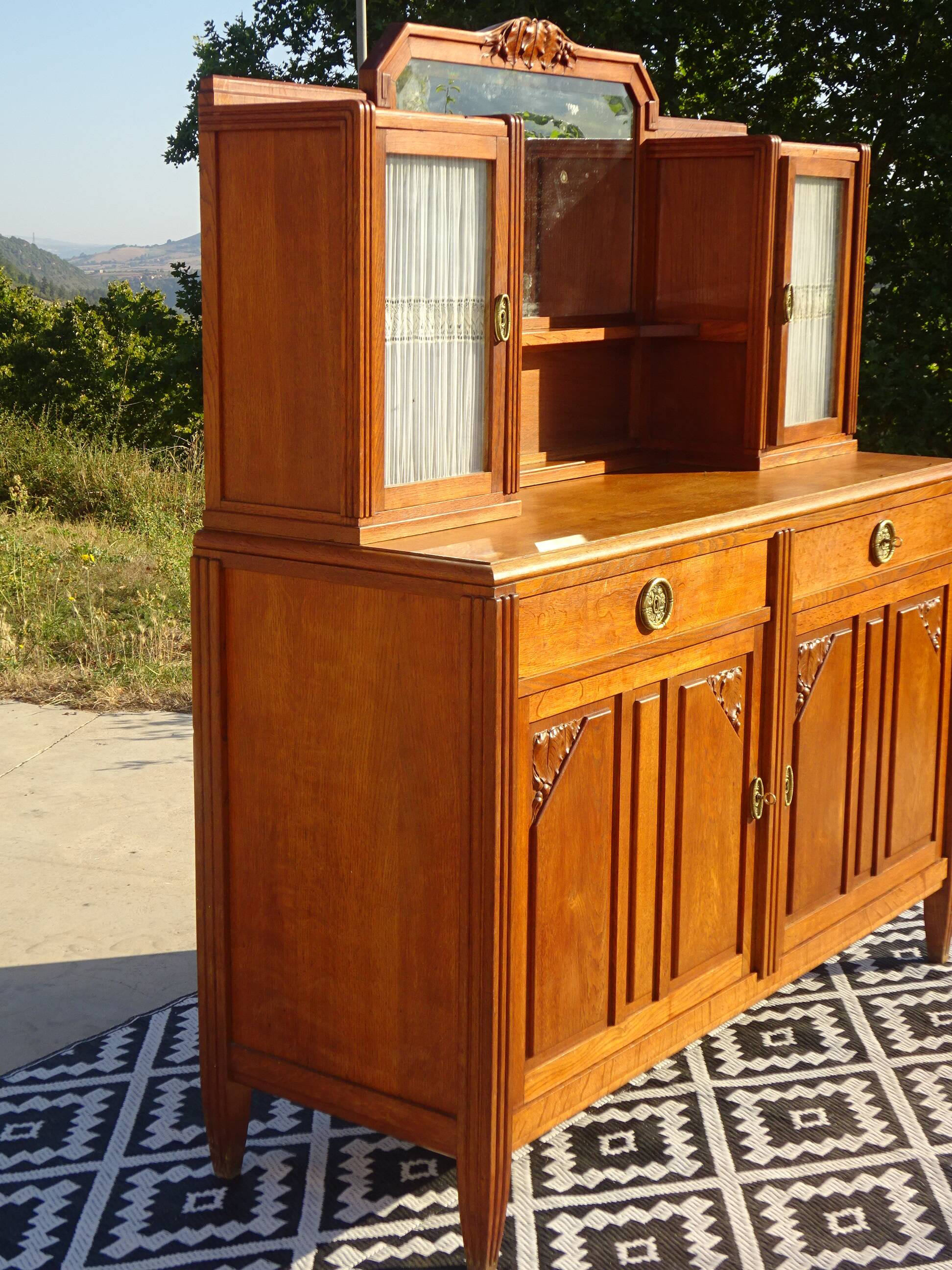 Art Deco sideboard with 2 cabinets and mirror