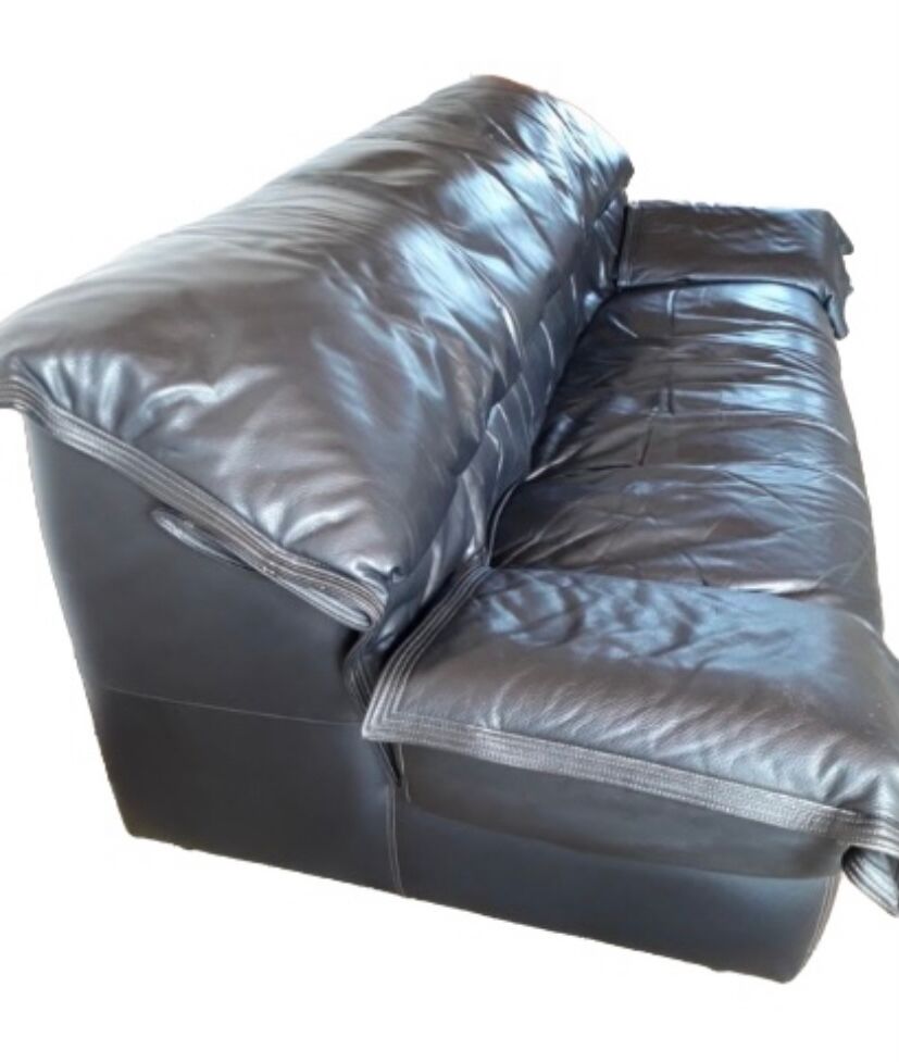 Ligne Roset black leather sofa