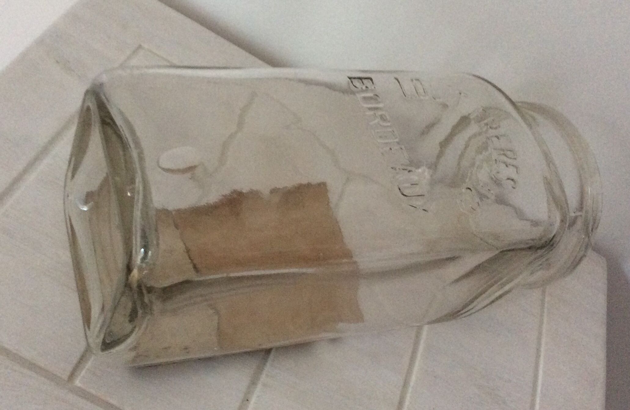 Old jar Louis Frères & Co Bordeaux 2 l. With label - blown glass