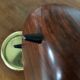 Metal candy box with gold interior wood effect