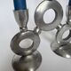 Vintage Modernist Triple Aluminum Candlestick Holder