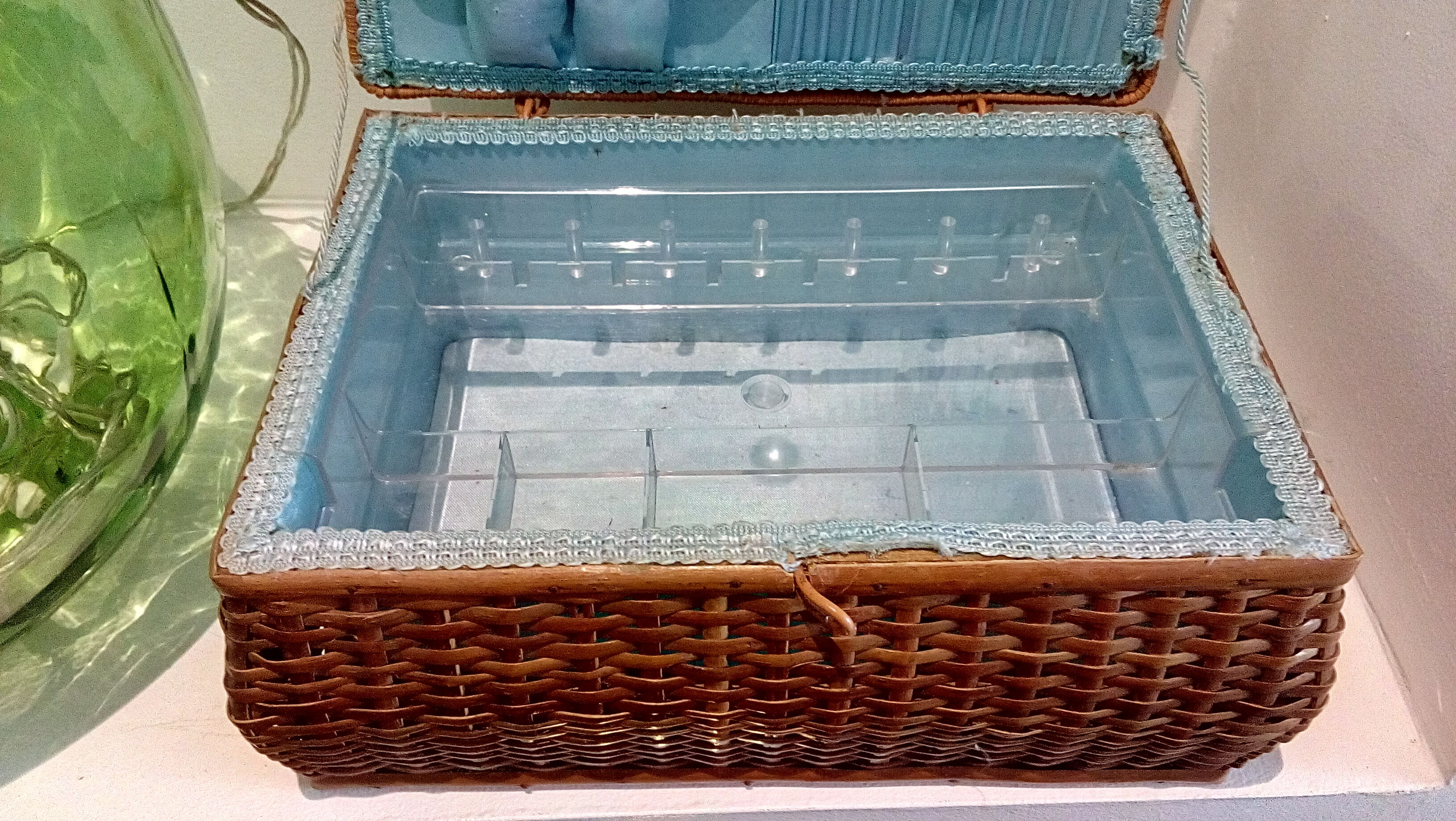 Vintage wicker sewing box