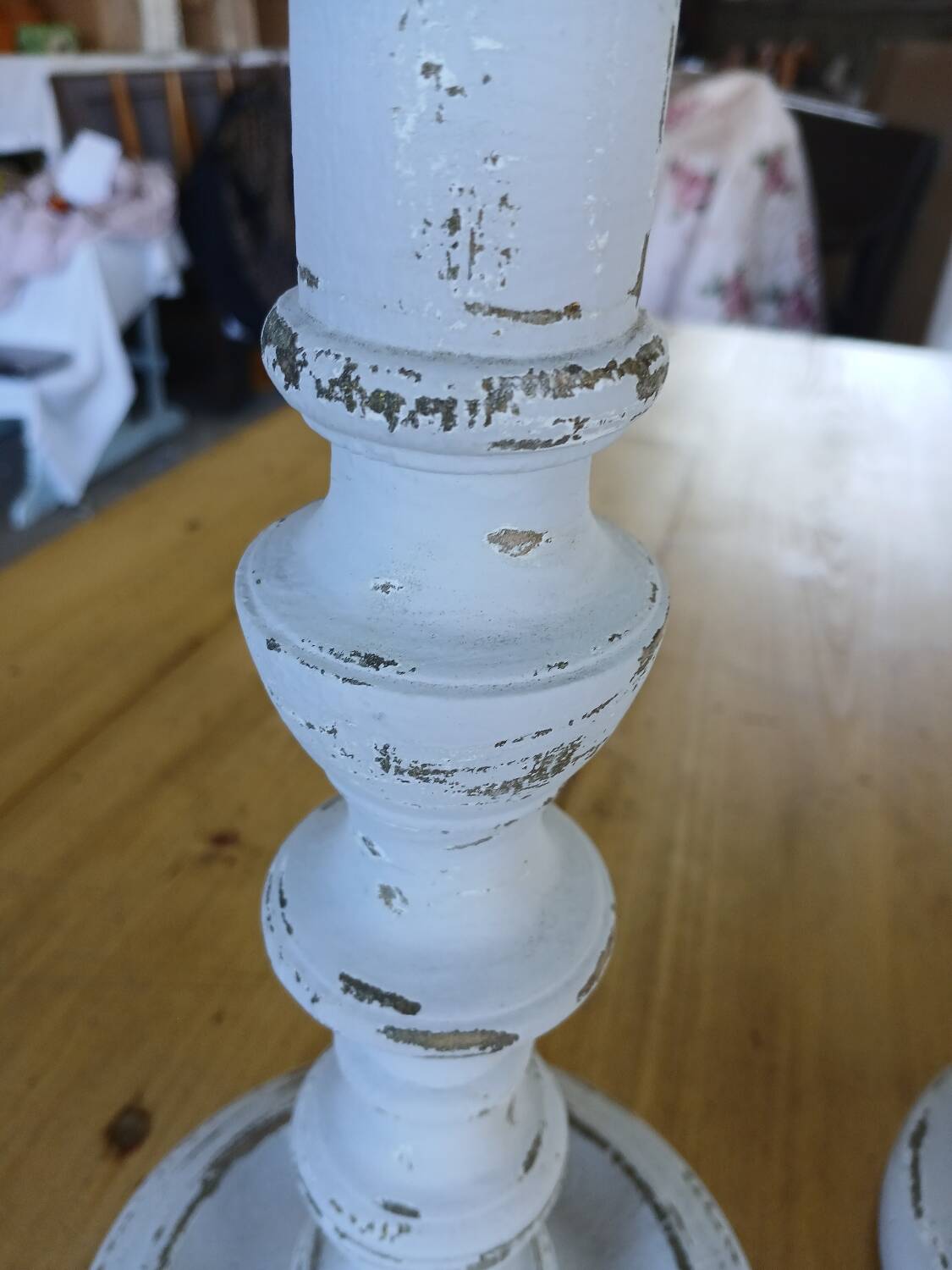 Pair of antique wooden candlesticks/candlesticks