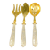 Suite of 3 dessert service elements with silver handles and sprinkler spoon