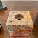 Set of 6 vintage marble and stone candlesticks