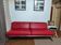 Large vintage red leather three-seater sofa – circa 1960 – structure e