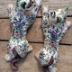 Bouquetieres Zoomorphes Chats Desvres peints Mains