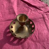 Vintage brass heart candle holder