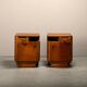 Pair Art Deco Nightstands or Bedside tables Oak and Glass, Netherlands, 193
