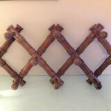 Ten-headed wooden accordion coat rack / vintage 60s-70s