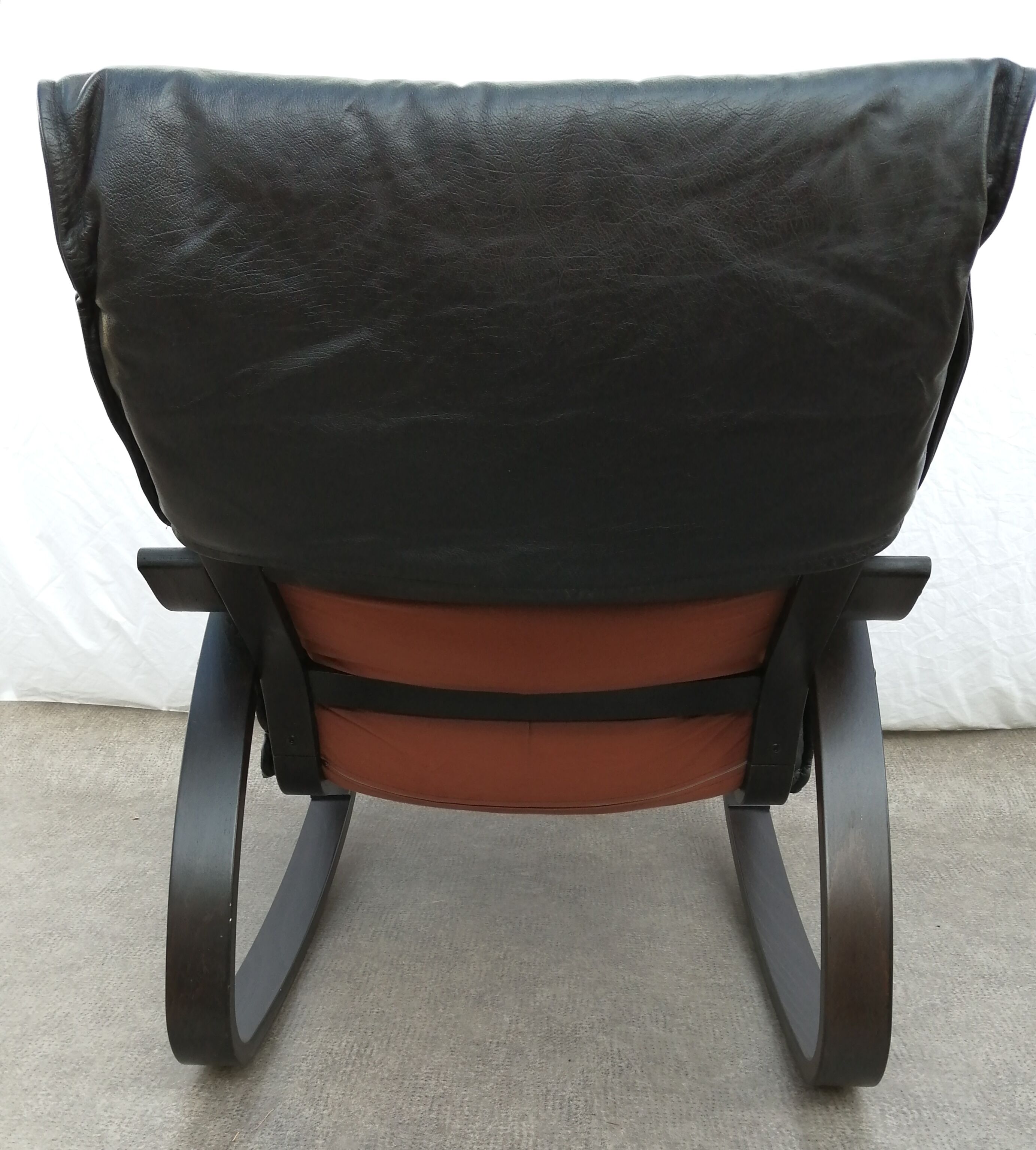Ikea Poem leather rocking armchair from the vintage 1990s