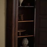 Tall antique oak wardrobe, made by a French cabinetmaker, late 19th century.