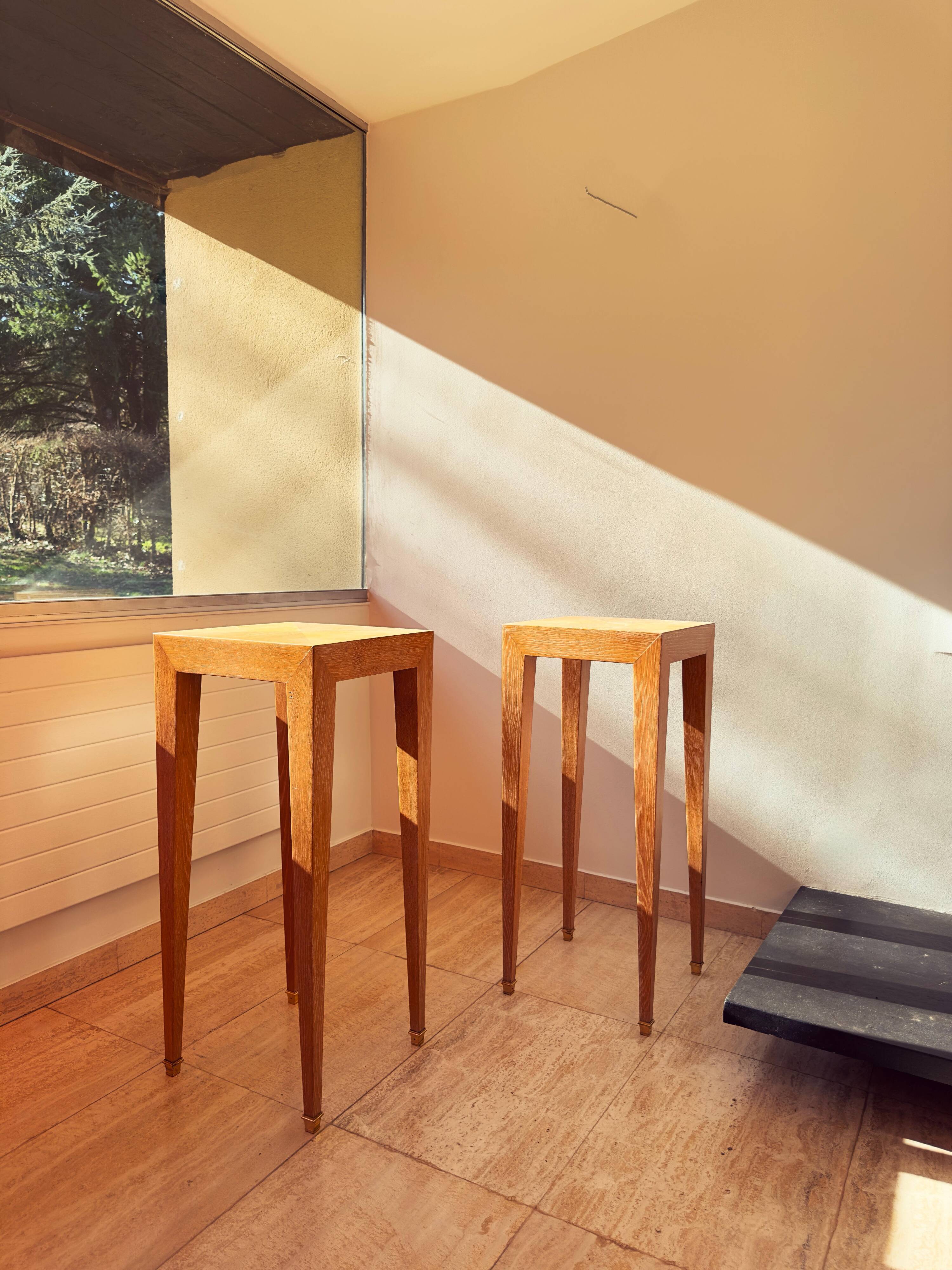 Set of 3 Pedestals and Console Table by Jacques Grange, France, 1973