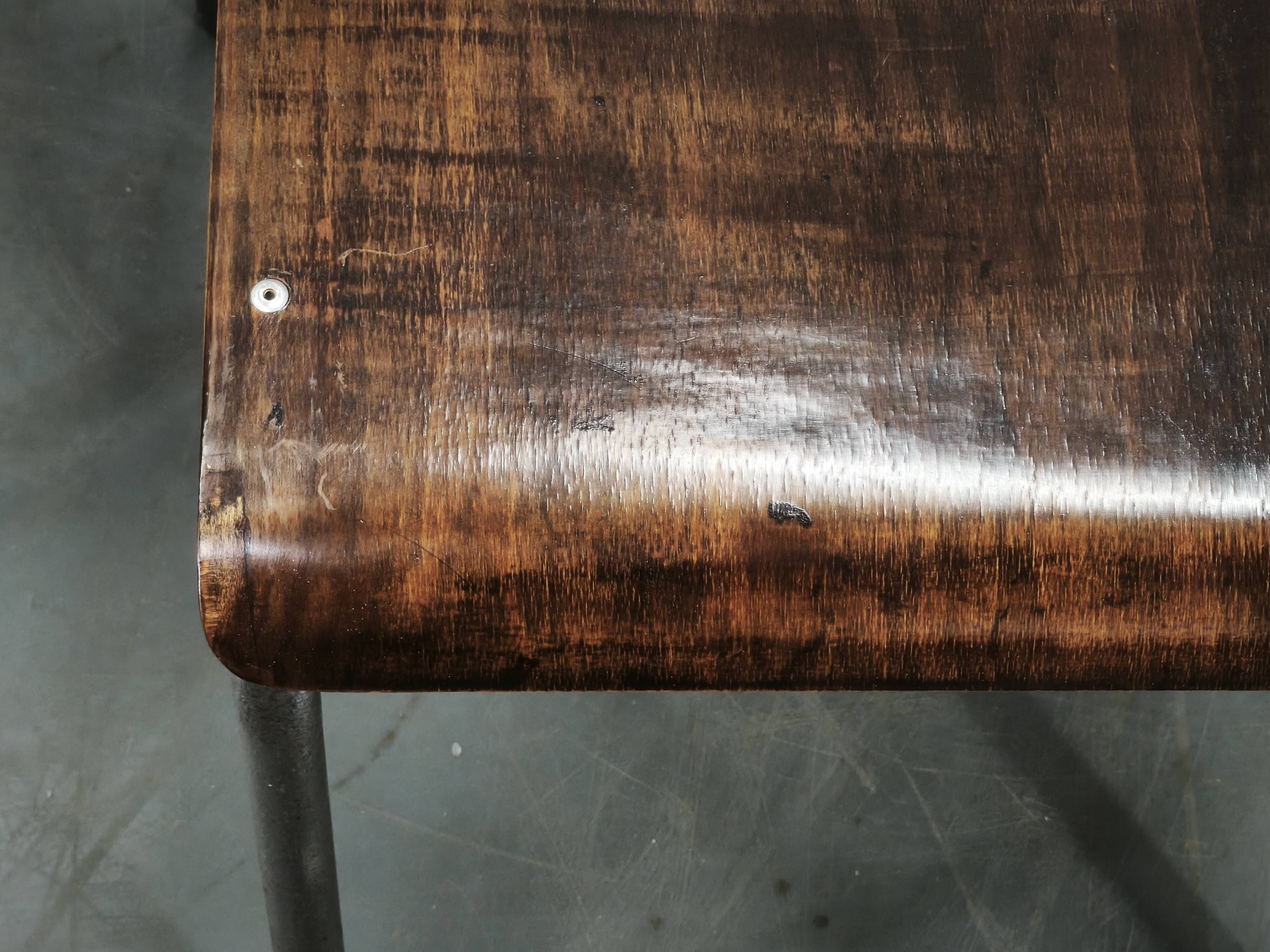 Set of 6 Gispen 106 Dutch Industrial Plywood Chairs, 1960s