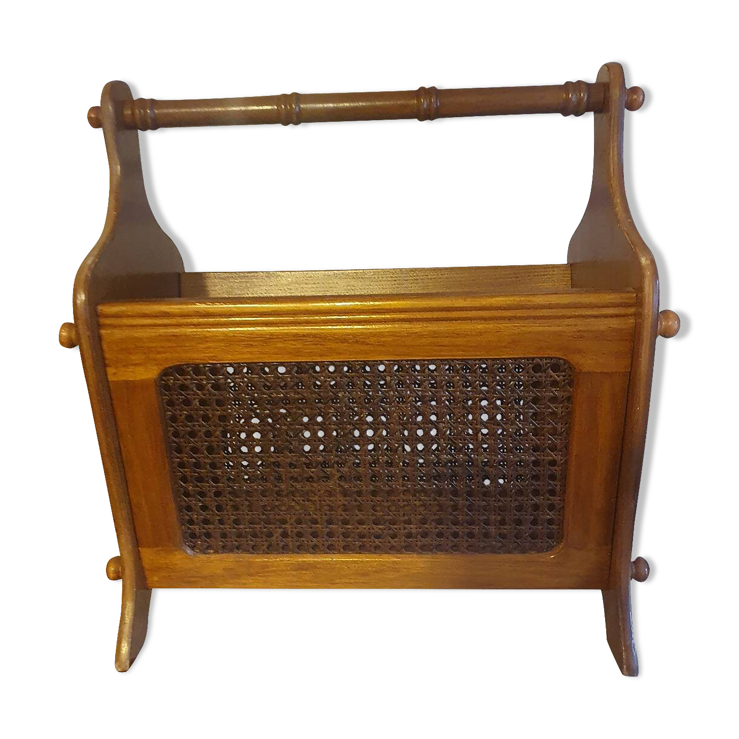 Vintage cane magazine rack