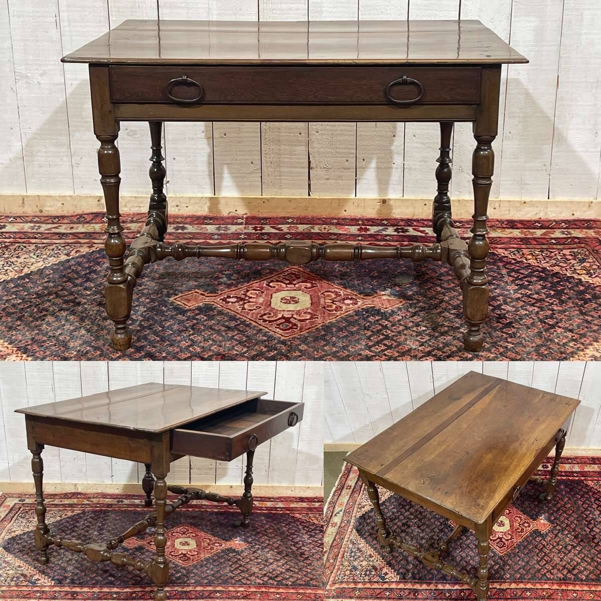 19th-century desk in walnut and oak