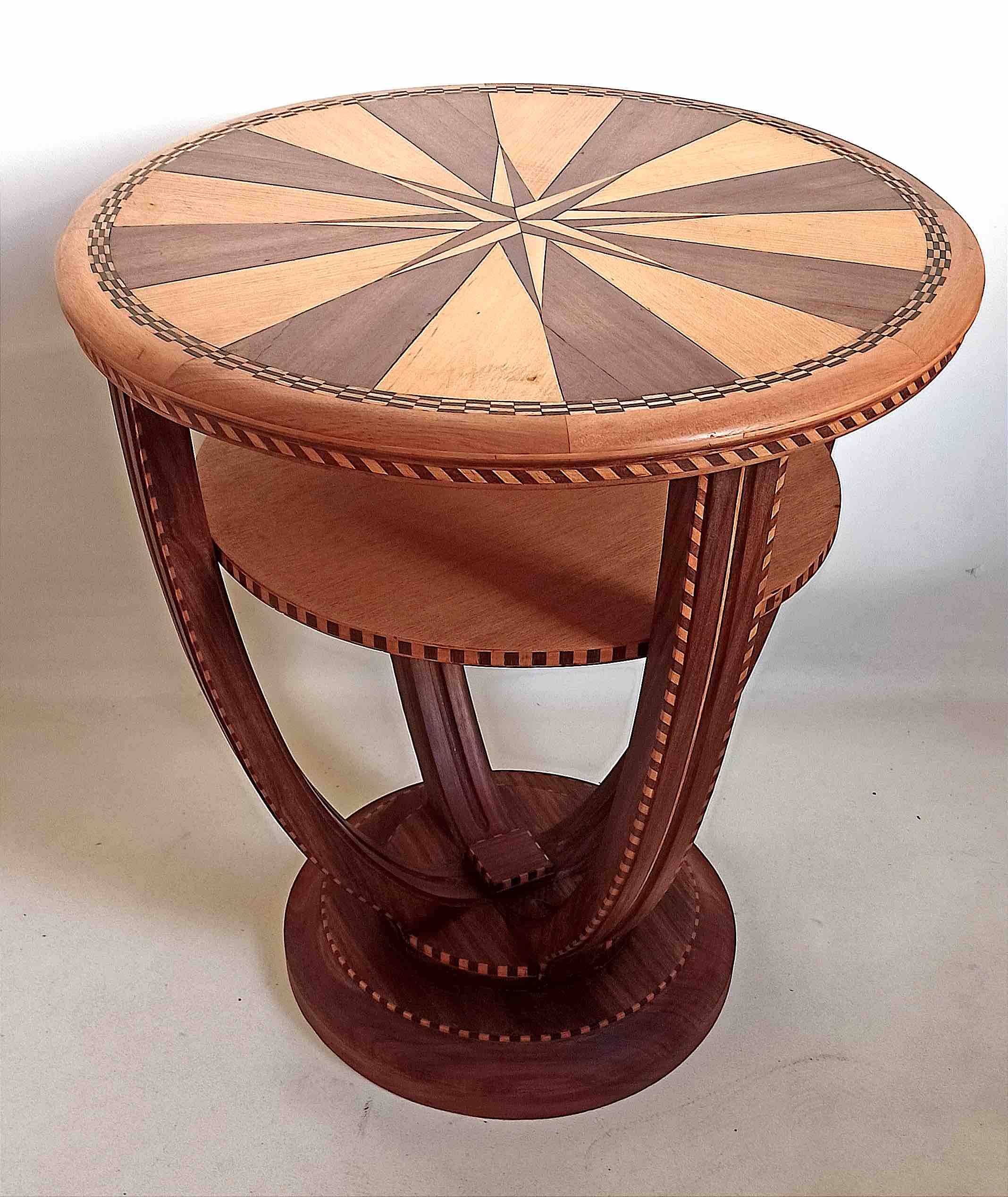 Art Deco 2-tiered pedestal table in purple rosewood, diameter 58.5 cm