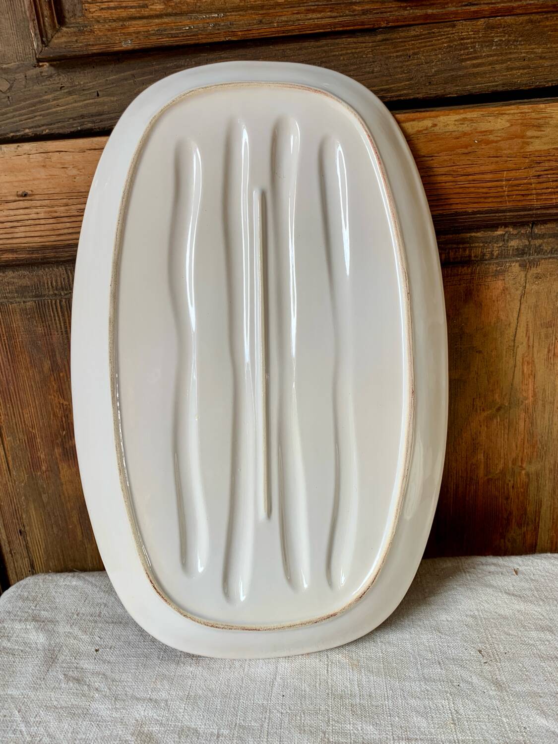 Large vintage asparagus barbotine dish