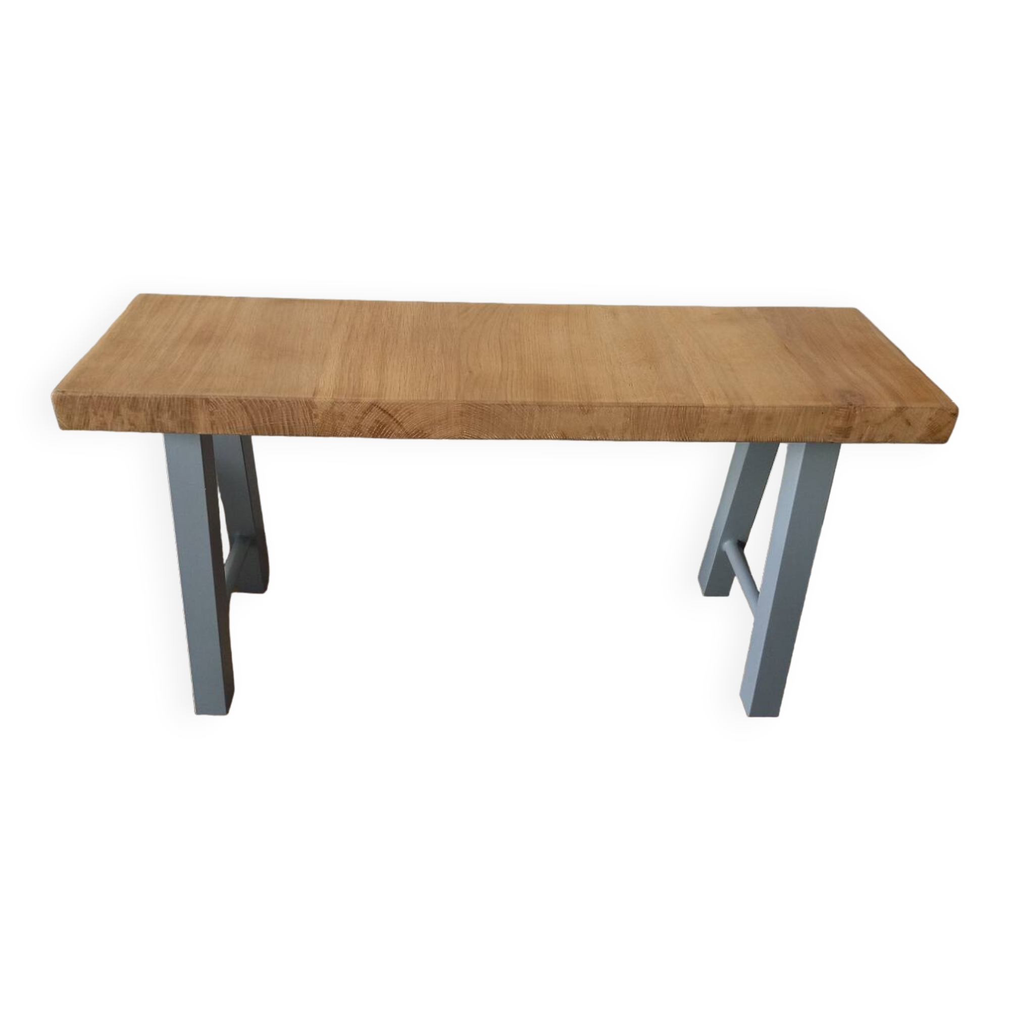 Oak and steel bench
