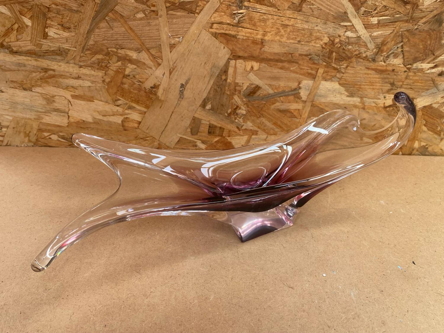 Old Empty Pocket Crystal Cup Purple & Transparent Vintage #B086