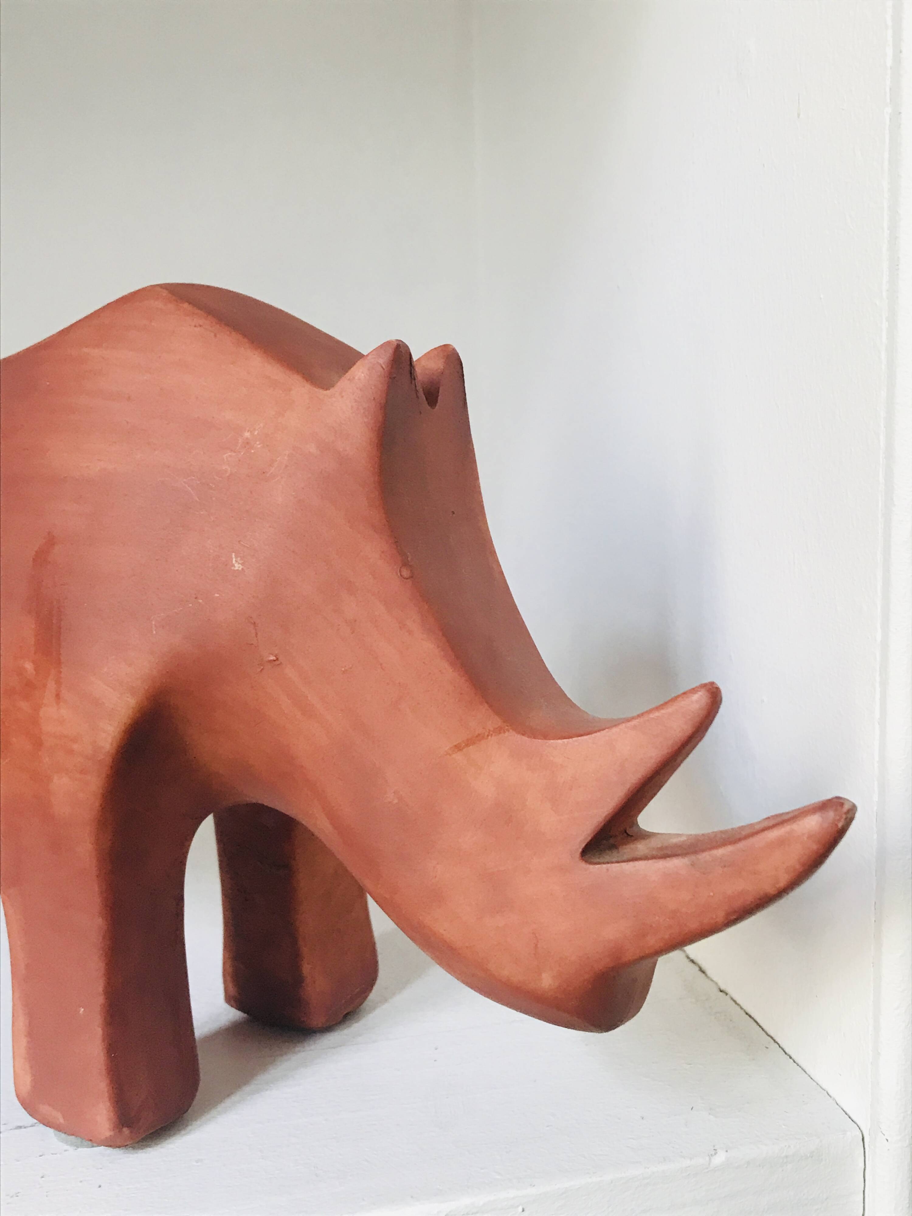 Rhinoceros terracotta resin