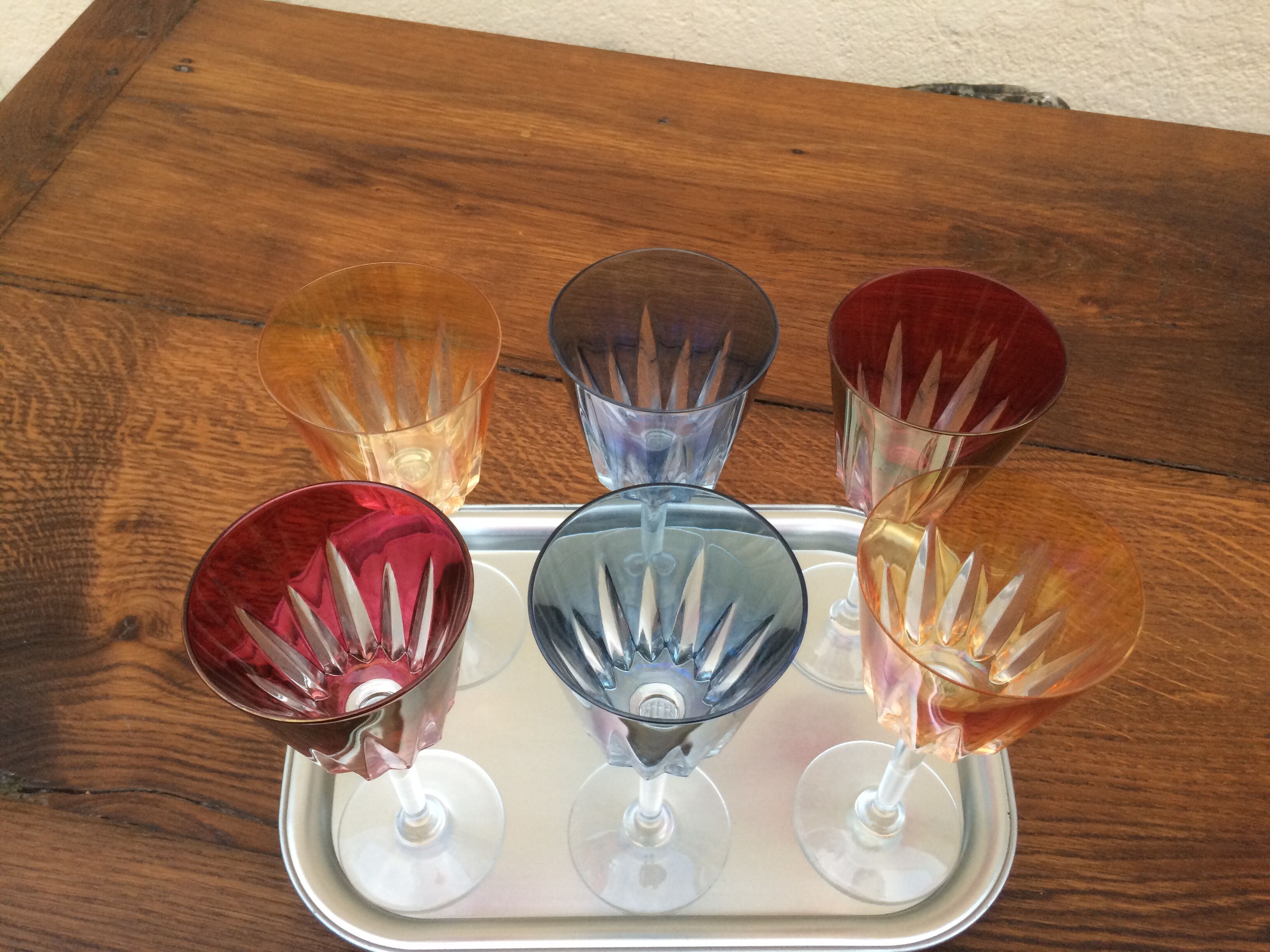 Colored wine glasses