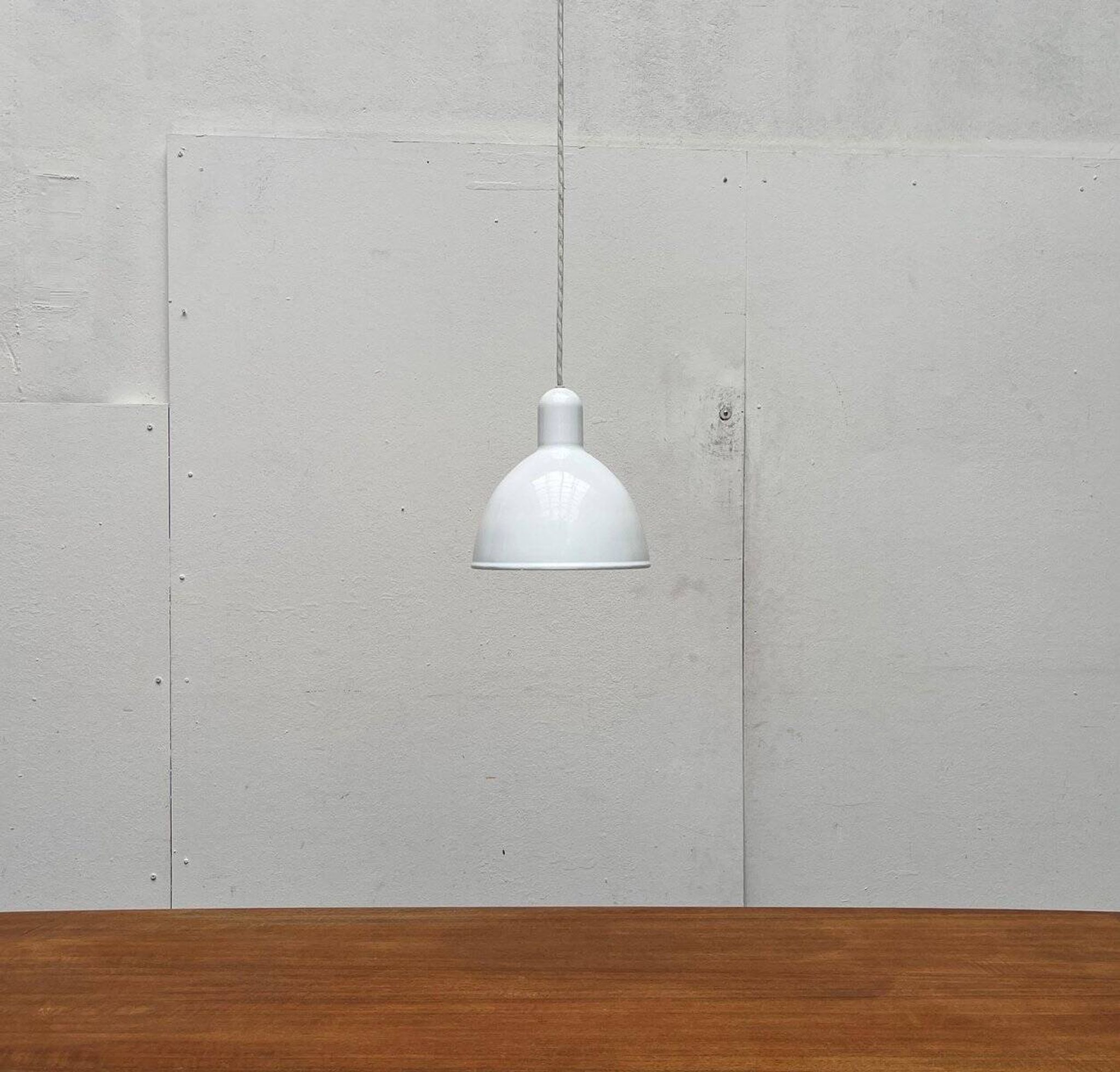 Vintage Danish enamelled pendant lamp model ES by Edgar Schlaefle for Louis Poulsen, 1980s.