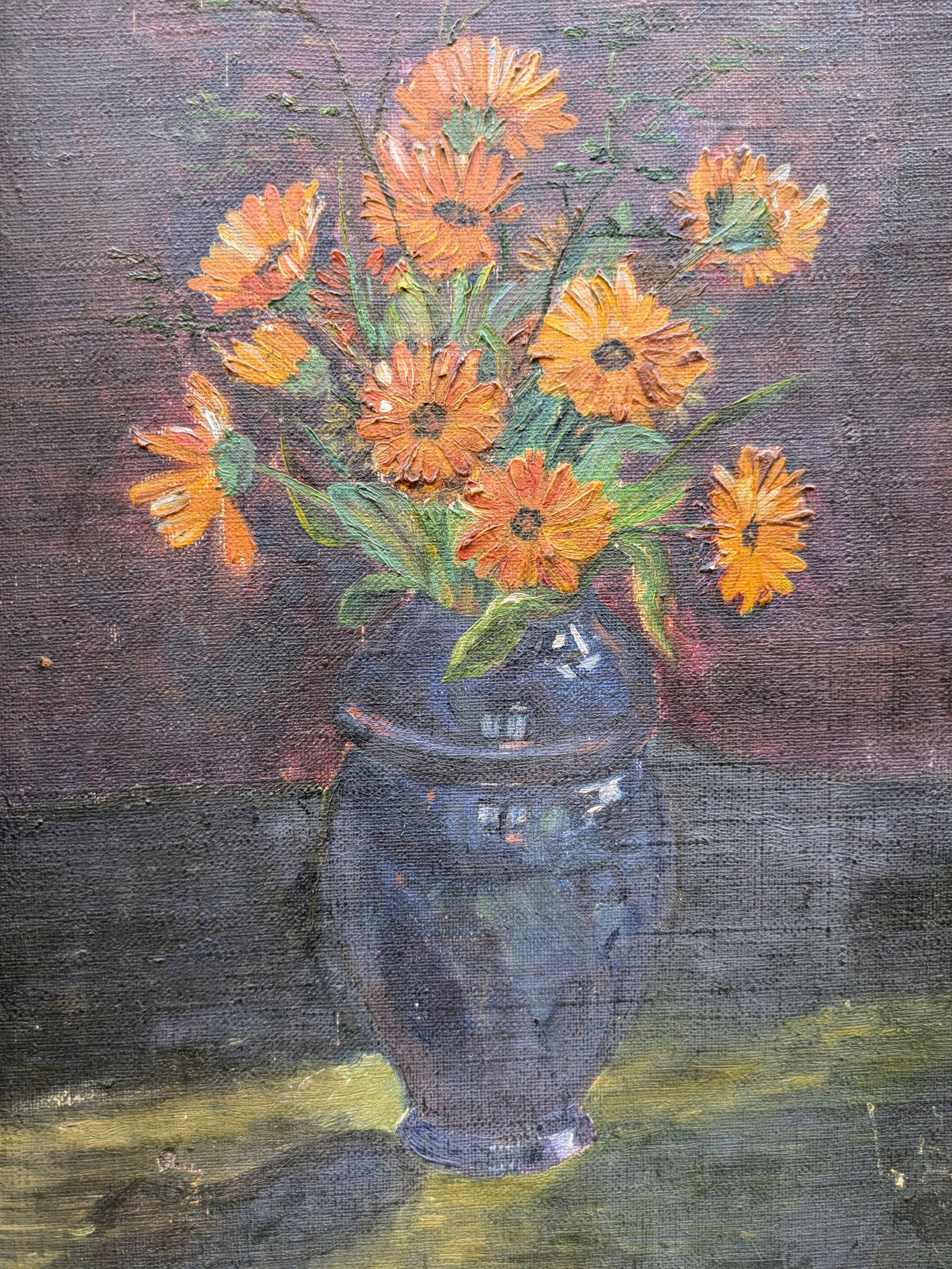 Paire de tableaux natures mortes, huiles sur toile, 1923