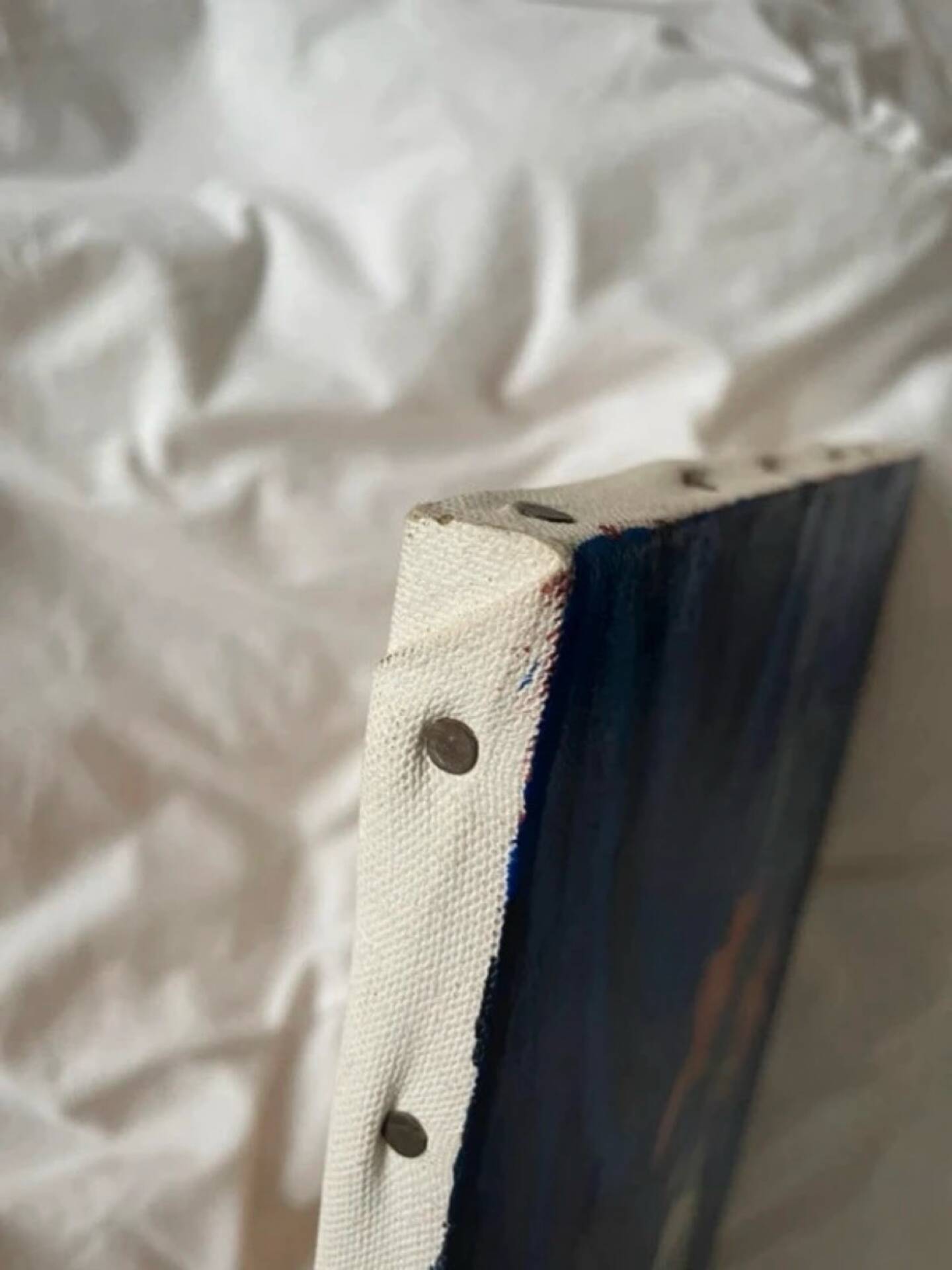 Peinture sur toile Lys et drapé bleu