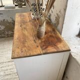 Meuble de métier enfilade patine blanche