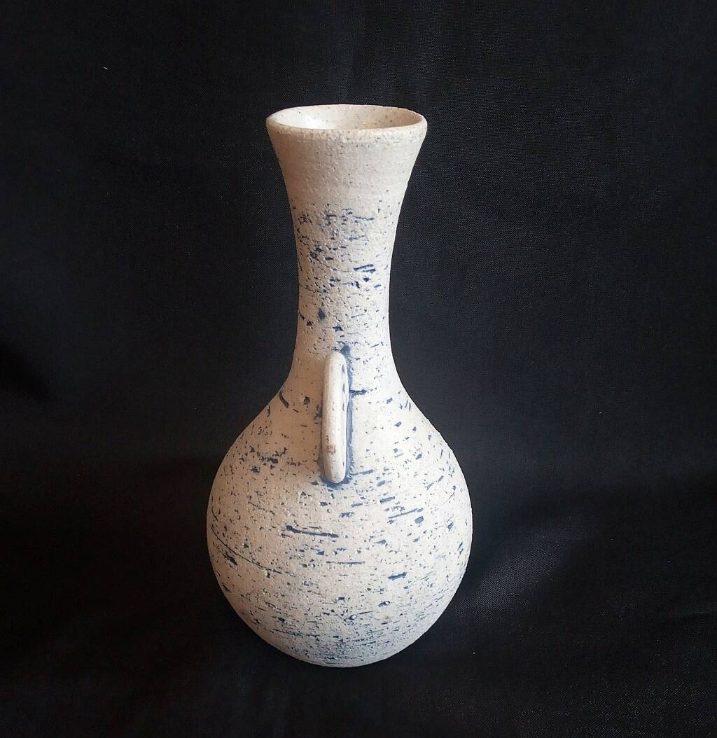 Studio Pottery Stoneware Handmade Bud Vase Blue Accent Signed