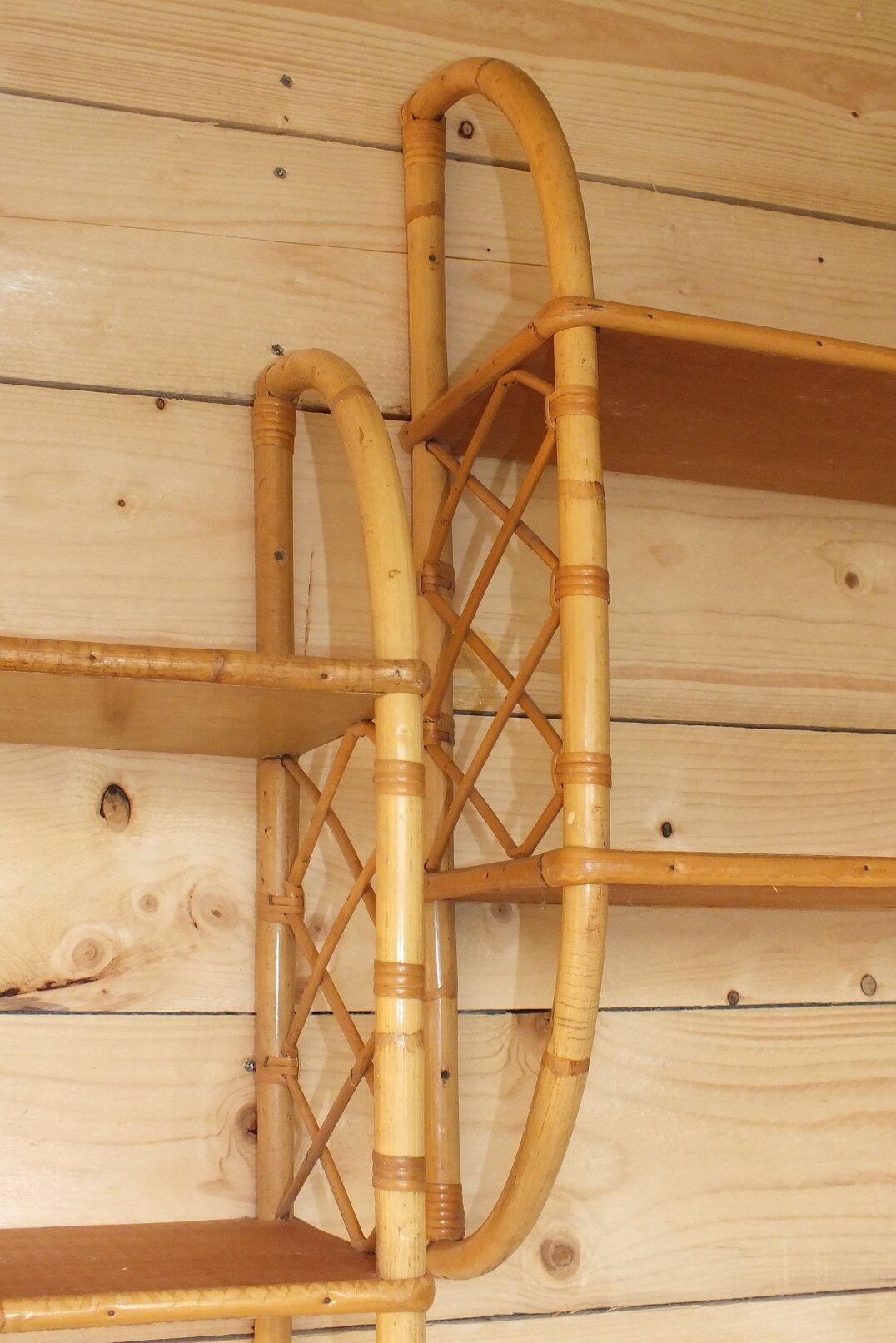 Pair of vintage rattan shelves